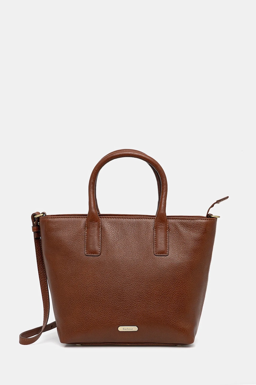 Kožená kabelka Barbour hnědá barva, LBA0489