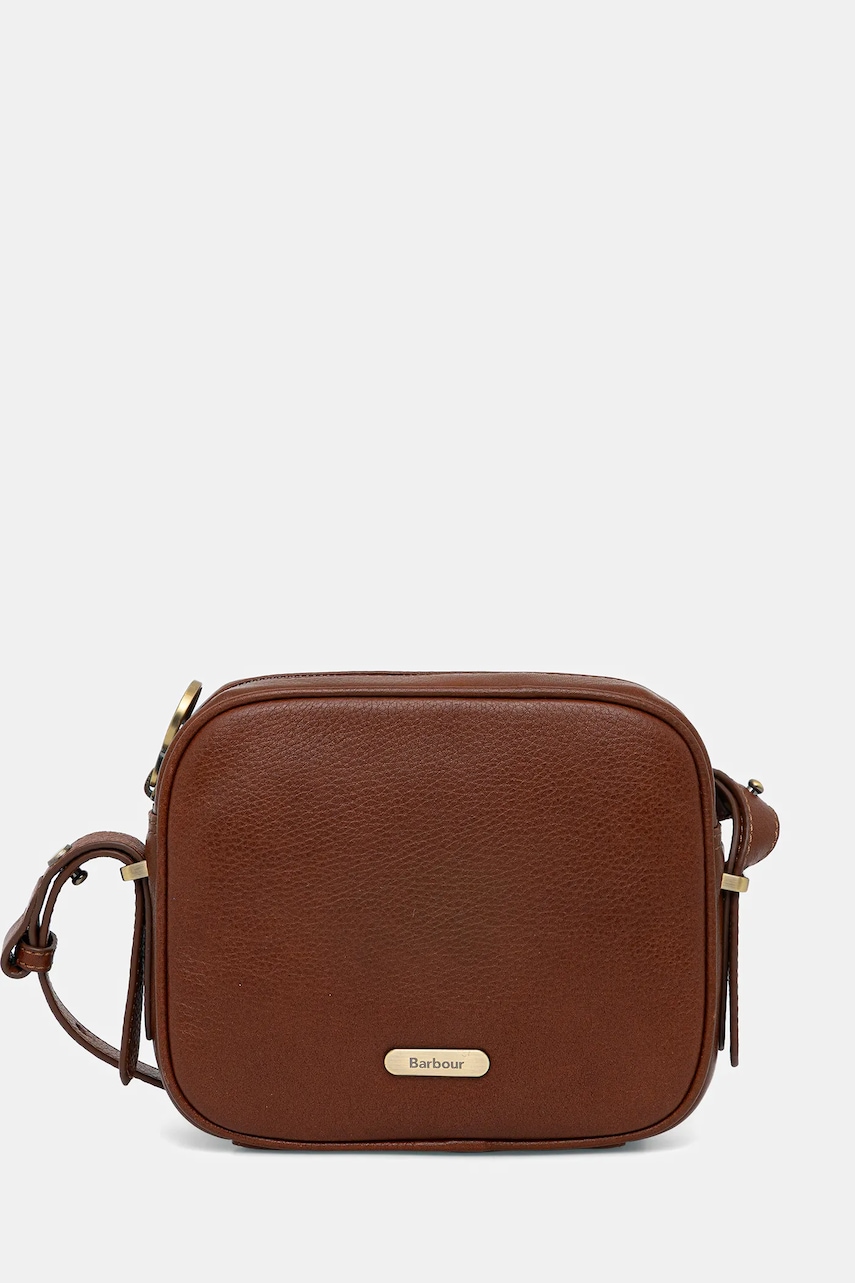 Kožená kabelka Barbour hnědá barva, LBA0492