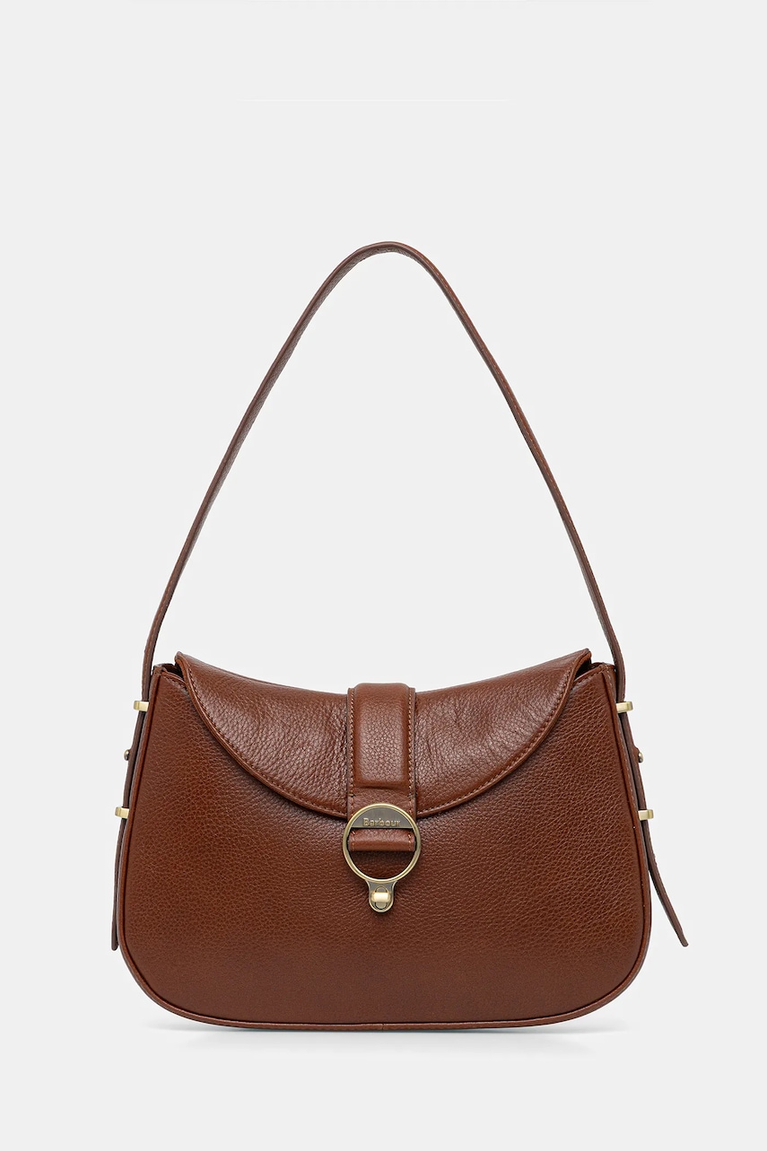 Kožená kabelka Barbour hnědá barva, LBA0493