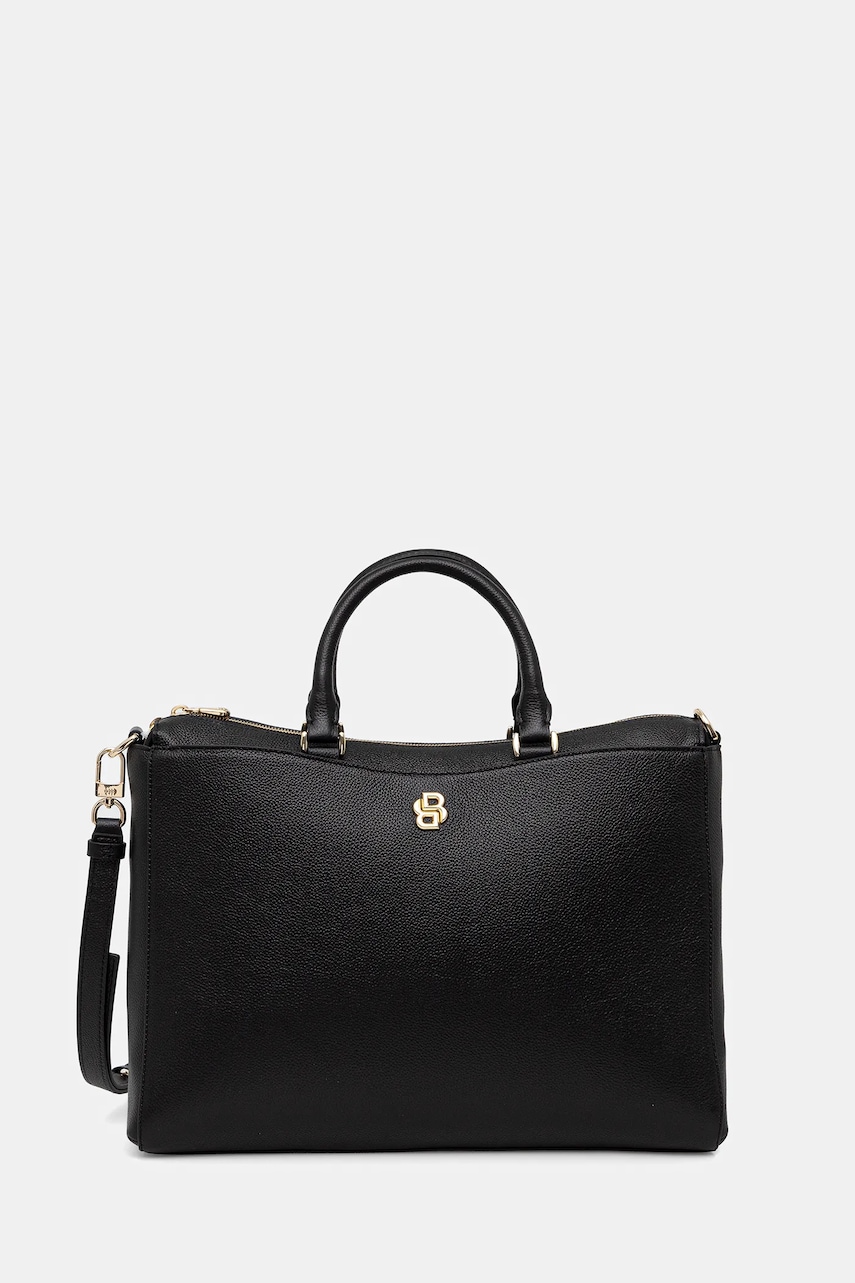 Kožená kabelka BOSS BOSS BEYOND Briefcas černá barva, 50552192
