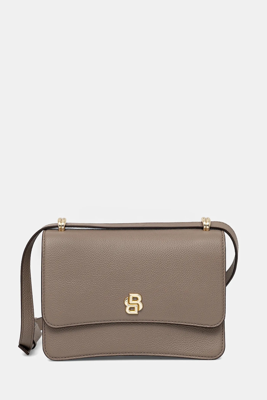 Kožená kabelka BOSS BOSS BEYOND Crossb. hnědá barva, 50554935