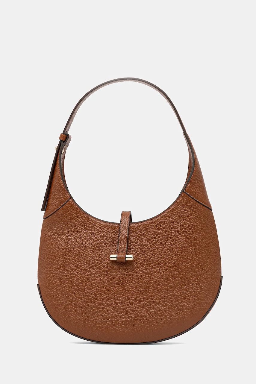 Kožená kabelka BOSS hnědá barva, 50542044