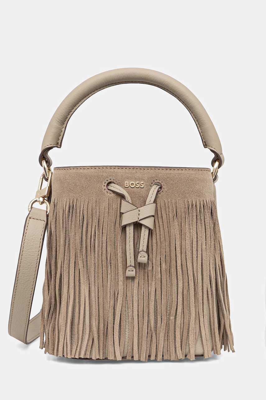 Kožená kabelka BOSS Lenah S Bucket FR