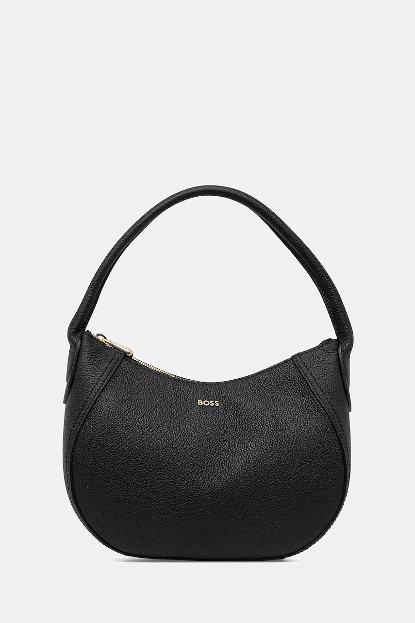 Kožená kabelka BOSS Lenah SM Hobo černá barva, 50547946