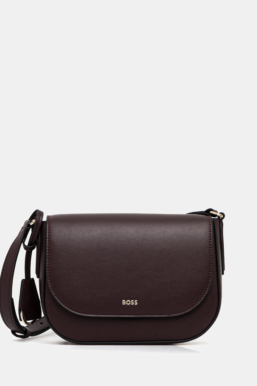 Kožená kabelka BOSS NUMAH Saddle černá barva, 50547756