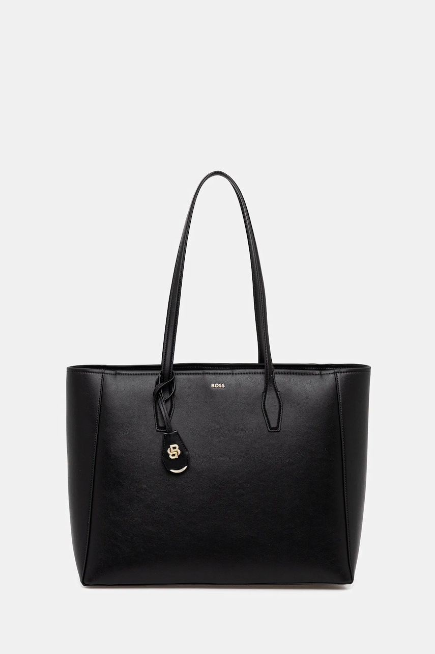 Kožená kabelka BOSS NUMAH Tote černá barva, 50547750