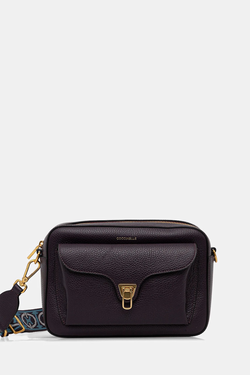 Kožená kabelka Coccinelle BEAT fialová barva, E1.NOF.15.06.01