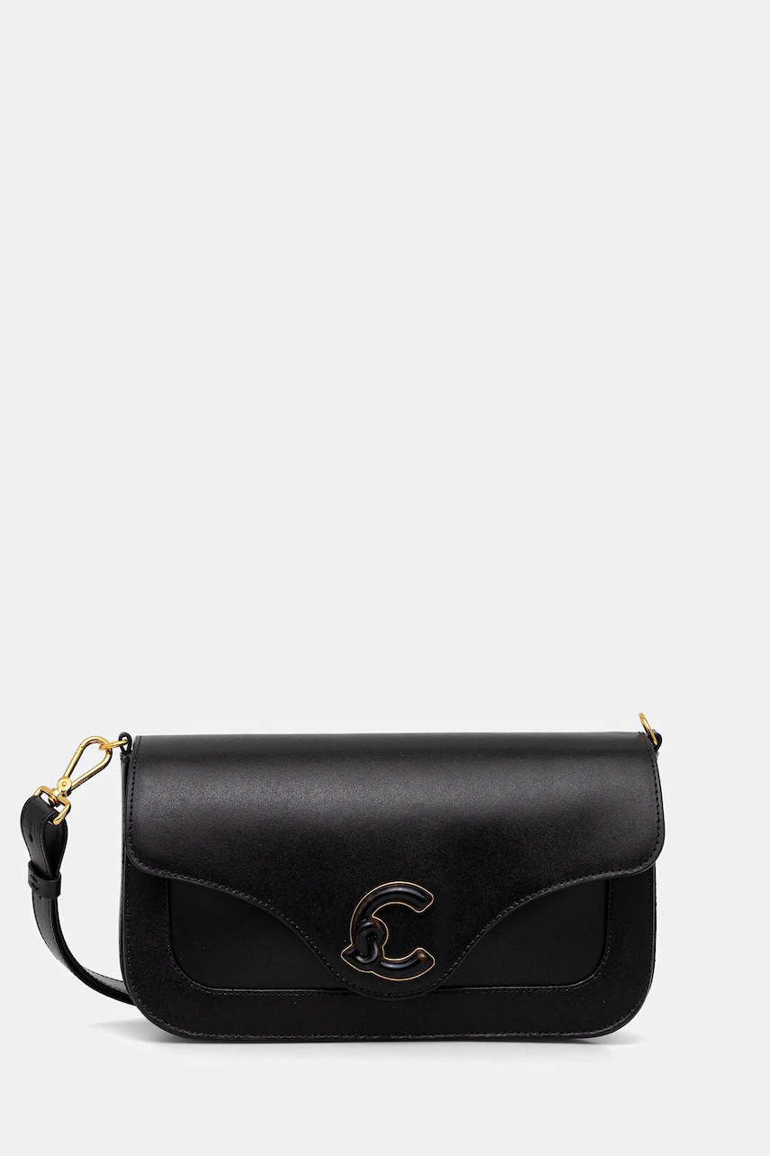 Kožená kabelka Coccinelle C-ME CALF&MARB černá barva, E1 U4G 12 03 01