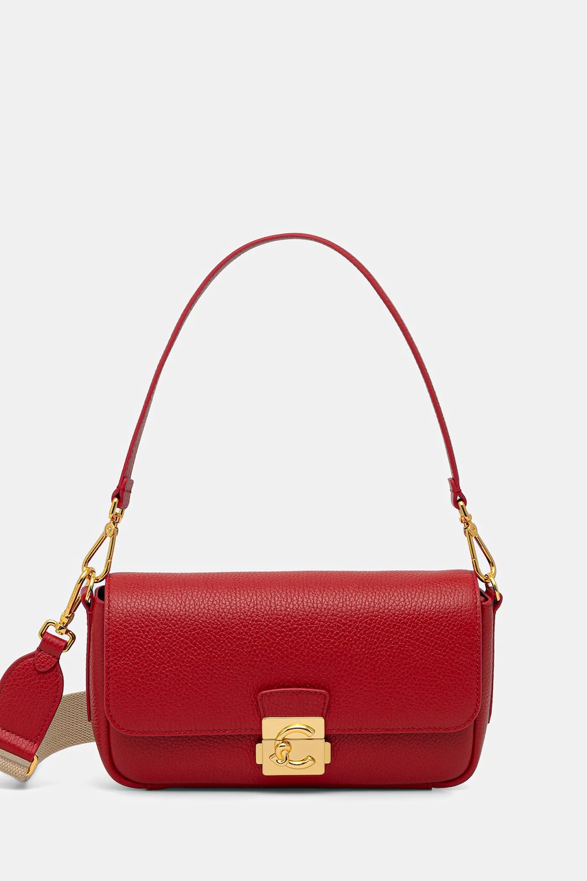 Kožená kabelka Coccinelle C-ME LOCK červená barva, E1 U4K 12 02 01