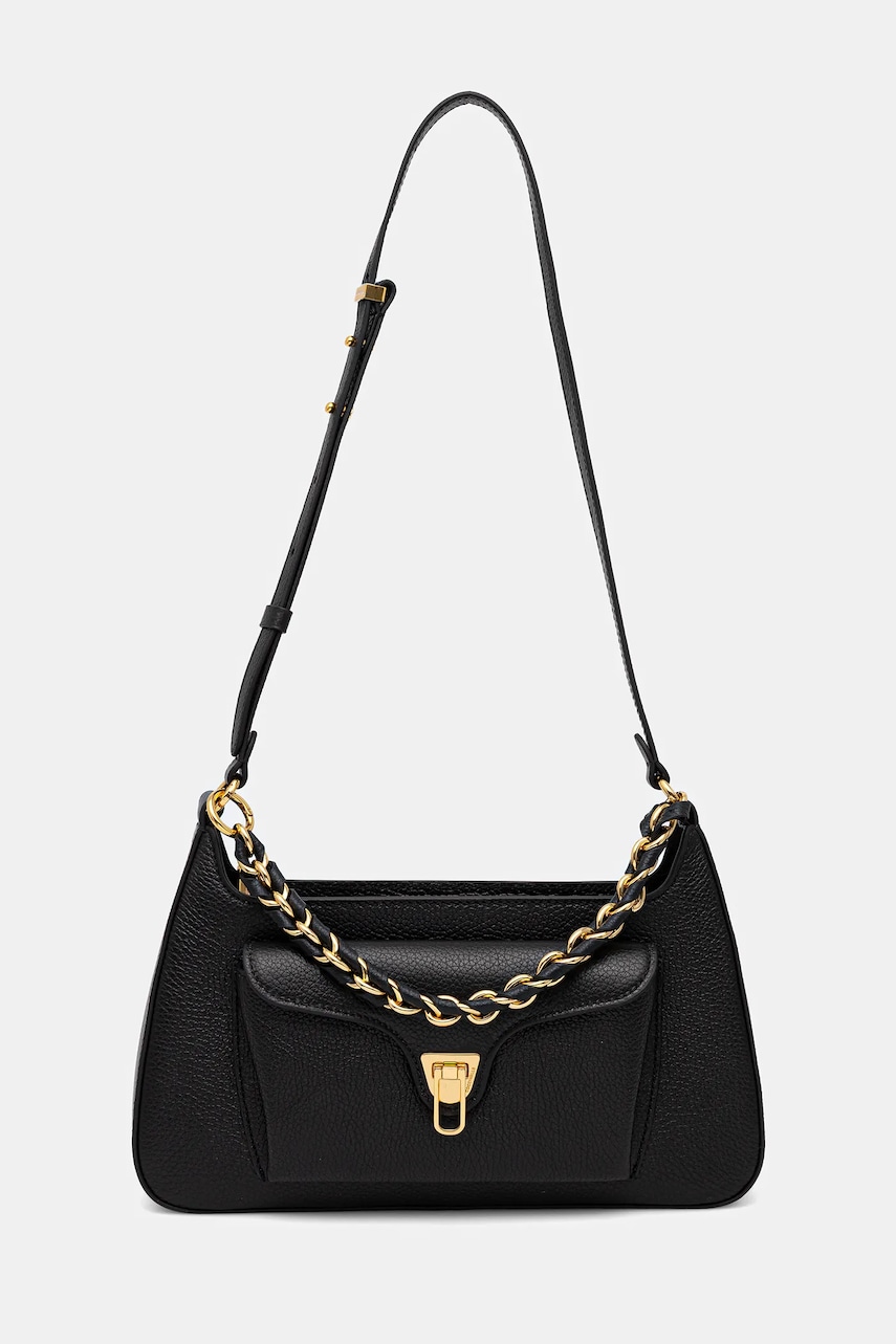 Kožená kabelka Coccinelle černá barva, E1.TFK.12.01.01