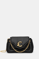 Kožená kabelka Coccinelle COCCINELLE C-ME FLUFFY černá barva, E1.SUE.12.02.01