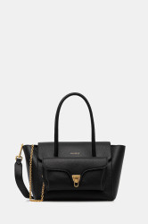 Kožená kabelka Coccinelle DOUBLE BEAT černá barva, E1.T8A.18.02.01