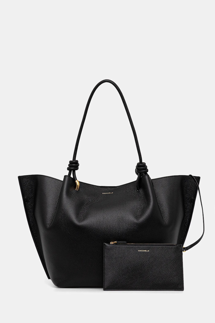 Kožená kabelka Coccinelle FINN černá barva, E1 U07 11 01 01