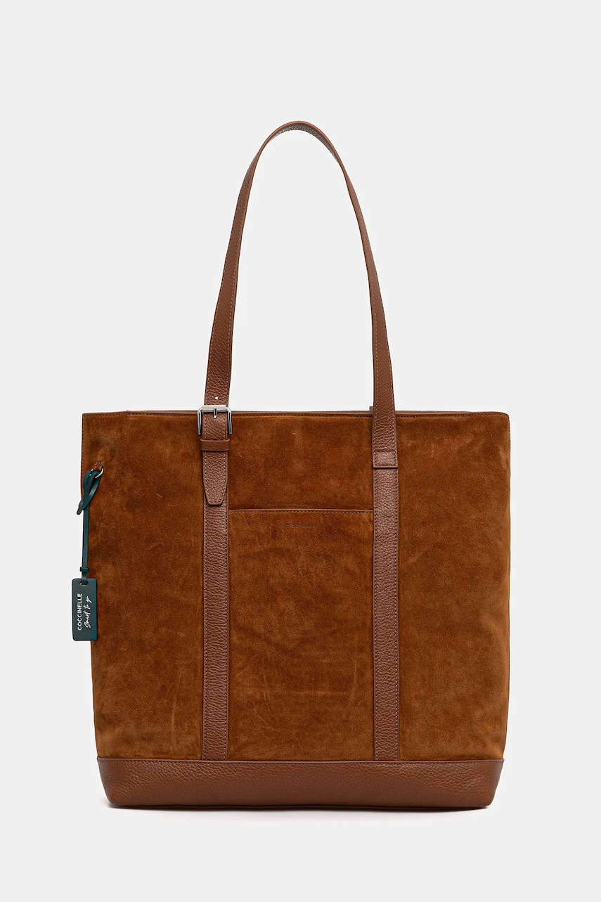 Kožená kabelka Coccinelle hnědá barva, E1.TN3.81.03.01