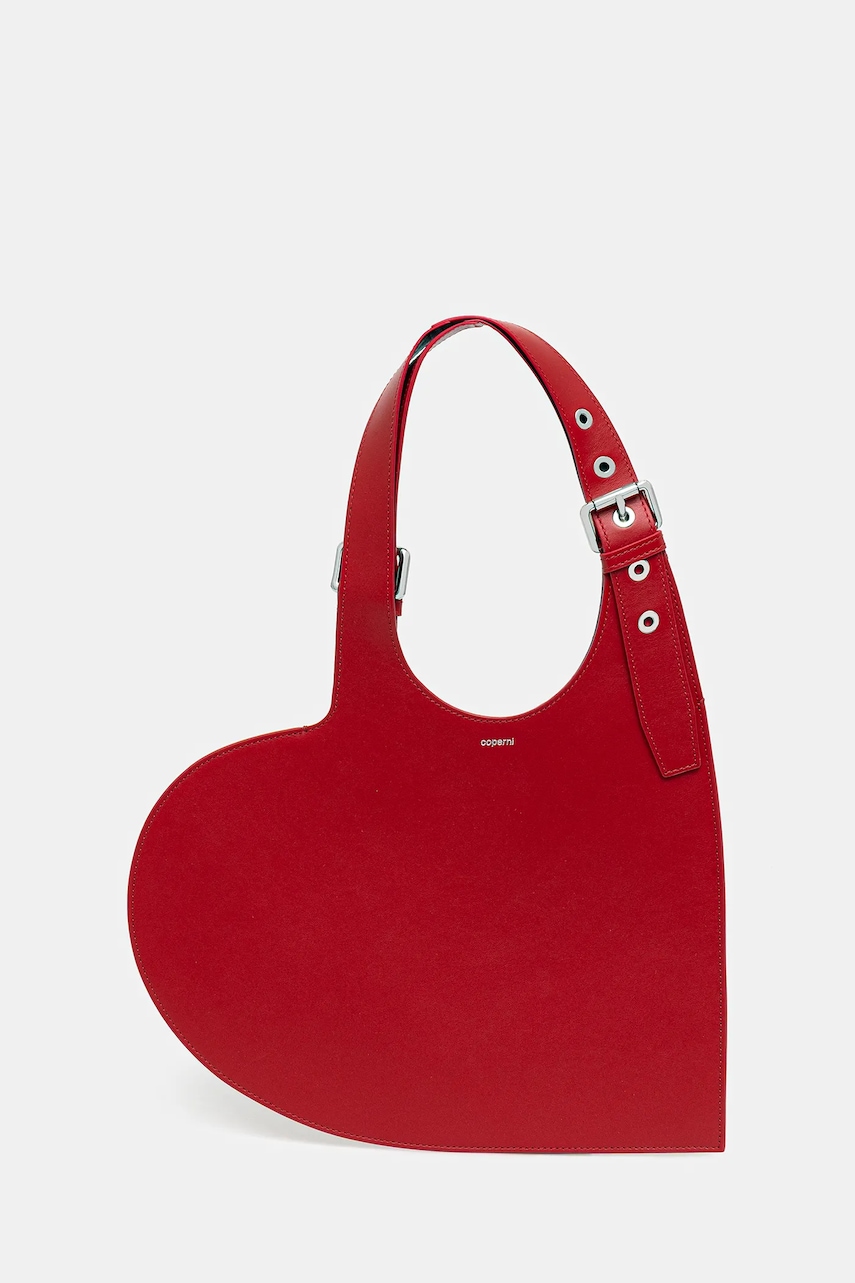 Kožená kabelka Coperni Belt Heart Tote červená barva, COPBA112F6012