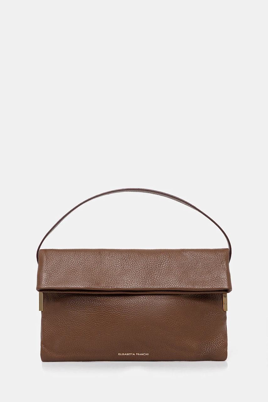 Kožená kabelka Elisabetta Franchi hnědá barva, BS48N56E2