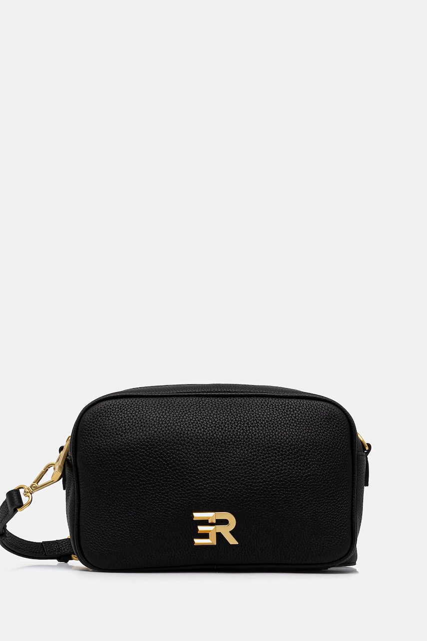 Kožená kabelka Ermanno Firenze černá barva, 12401934