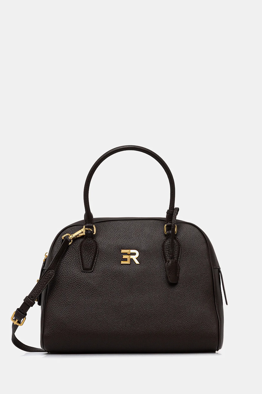 Kožená kabelka Ermanno Firenze hnědá barva, 12401948