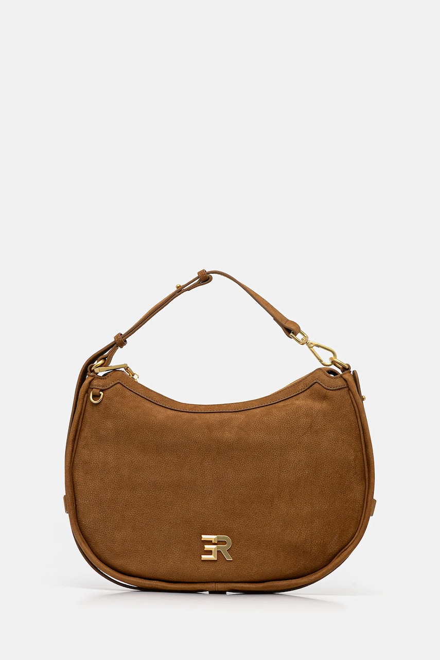 Kožená kabelka Ermanno Firenze hnědá barva, 12402066