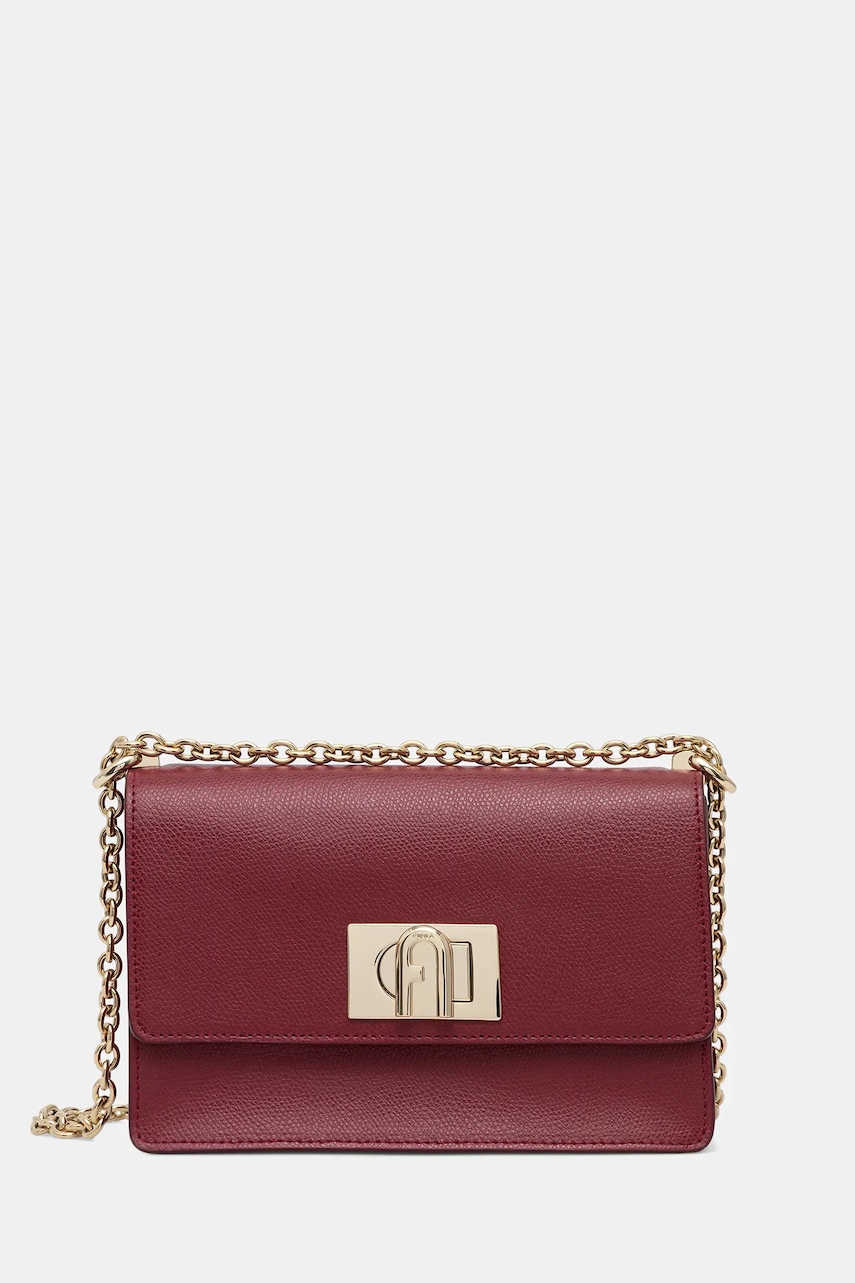 Kožená kabelka Furla 1927 vínová barva, BAFKACO.ARE000.CGQ00