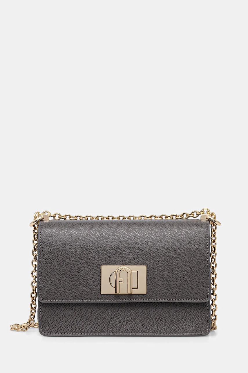 Kožená kabelka Furla šedá barva, BAFKACO.ARE000.4283S