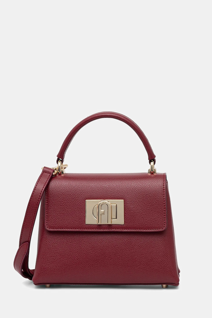 Kožená kabelka Furla vínová barva, WB00109.ARE000.CGQ00