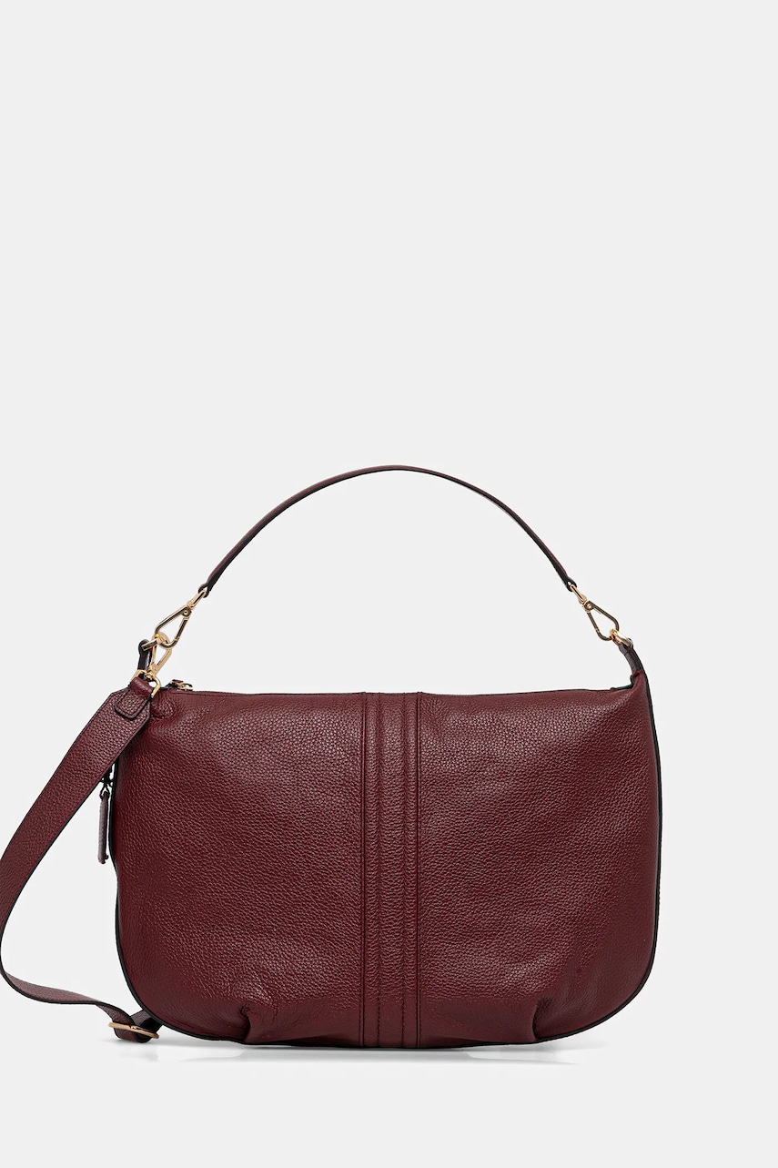 Kožená kabelka Geox AURELYI vínová barva, D36KYA 00046