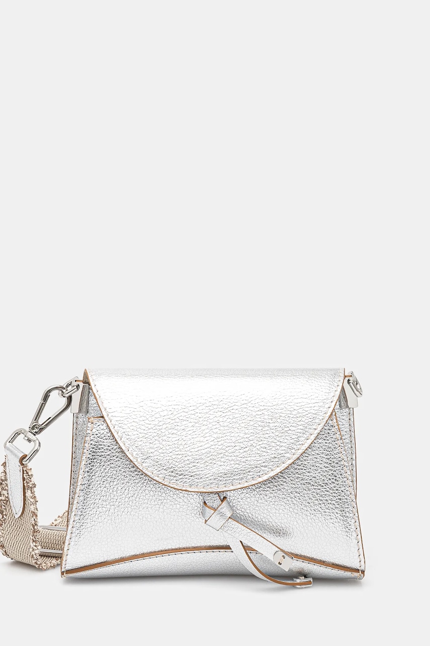 Kožená kabelka Gianni Chiarini MARGOT stříbrná barva, BS.11410.GTMET.NABCL