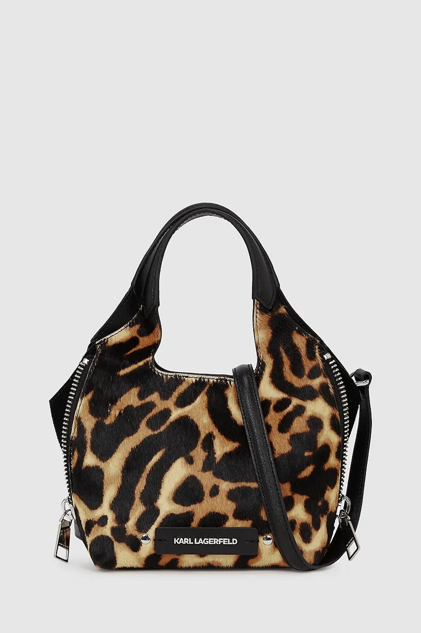 Kožená kabelka Karl Lagerfeld hnědá barva, A4W30123