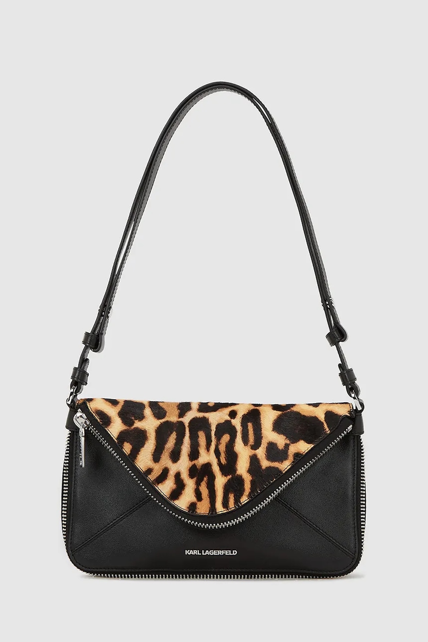 Kožená kabelka Karl Lagerfeld hnědá barva, A4W30124