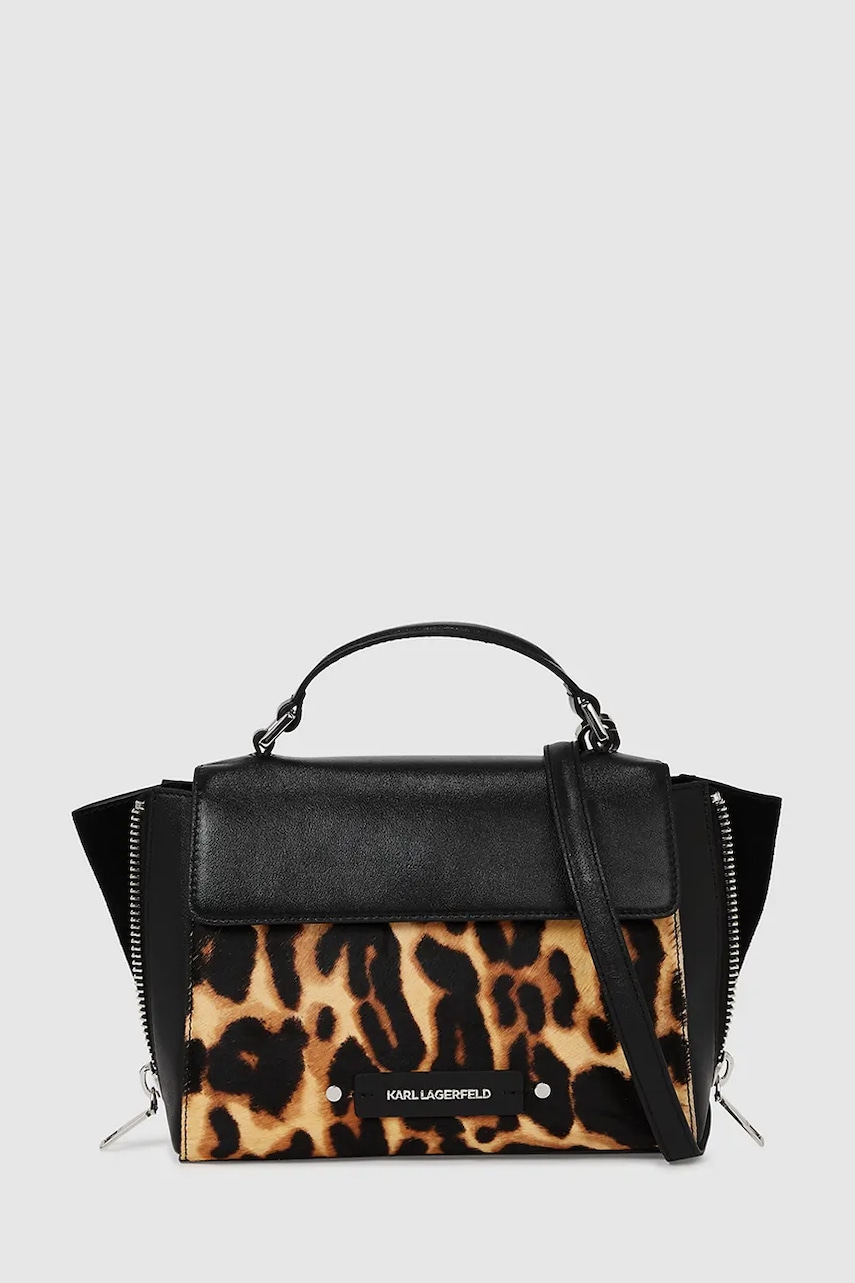 Kožená kabelka Karl Lagerfeld hnědá barva, A4W30272