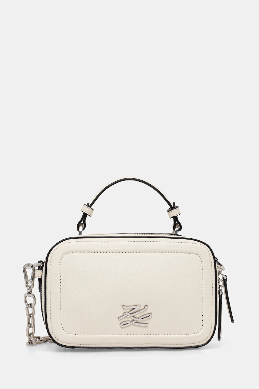 Kožená kabelka Karl Lagerfeld K/AUTOGRAPH bílá barva, B1W30269