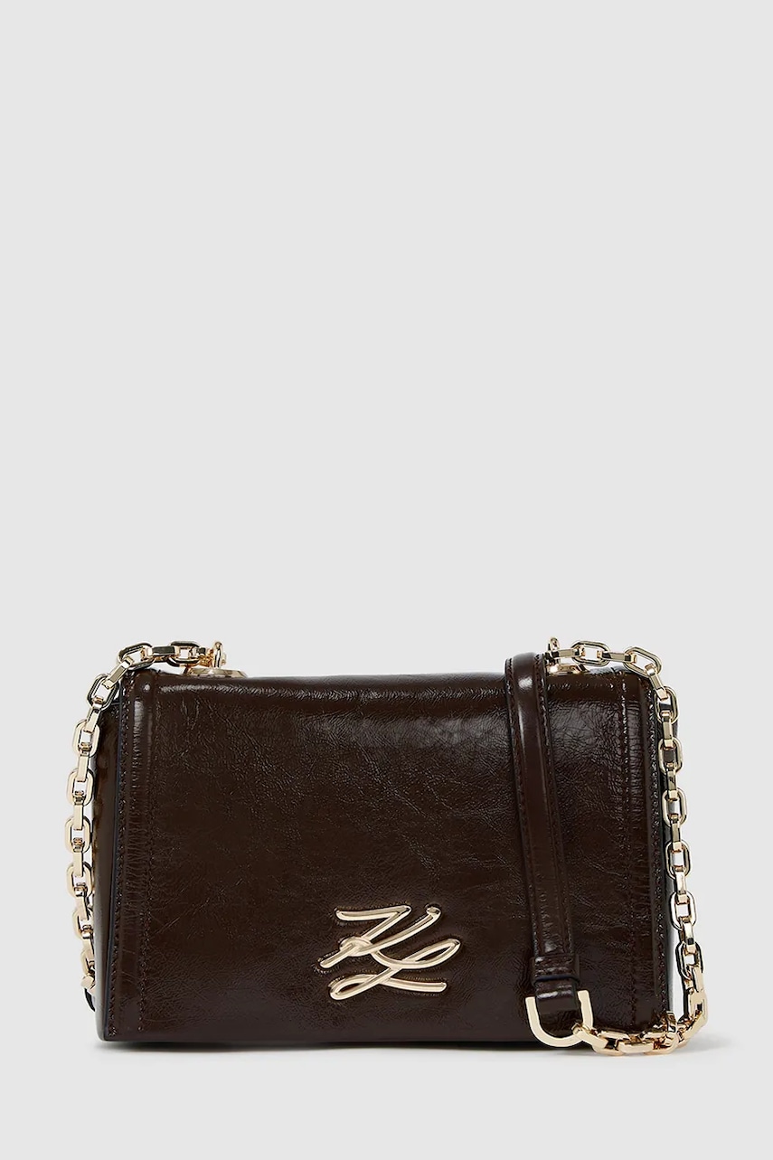 Kožená kabelka Karl Lagerfeld K/AUTOGRAPH vínová barva, A4W30106