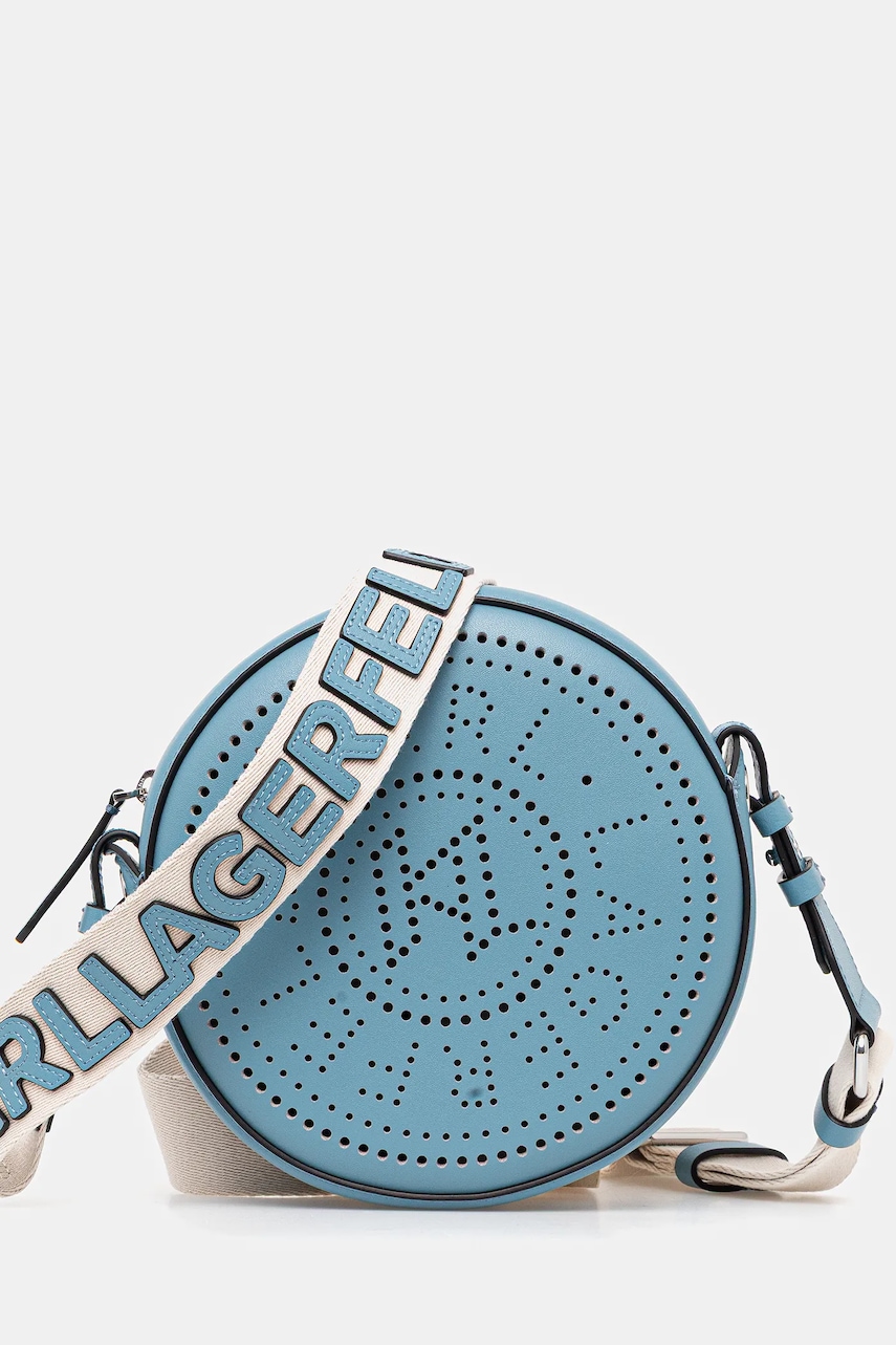 Kožená kabelka Karl Lagerfeld K/CIRCLE modrá barva, A3W30059