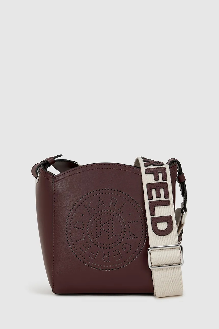 Kožená kabelka Karl Lagerfeld K/CIRCLE vínová barva, A4W30067