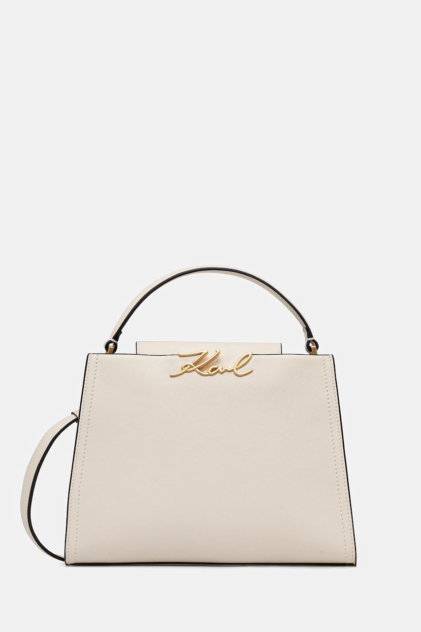 Kožená kabelka Karl Lagerfeld K/SIGNATURE béžová barva, B1W30058