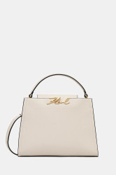 Kožená kabelka Karl Lagerfeld K/SIGNATURE béžová barva, B1W30058