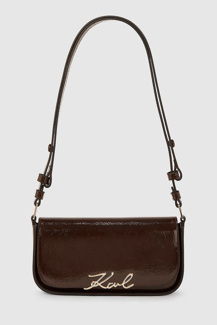 Kožená kabelka Karl Lagerfeld K/SIGNATURE vínová barva, A4W30041