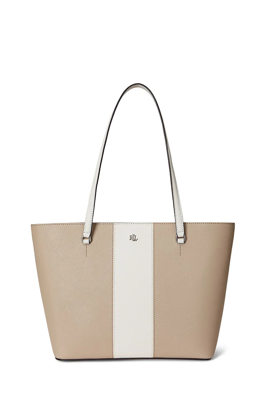 Kožená kabelka Lauren Ralph Lauren béžová barva, 431974512