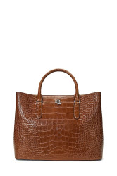 Kožená kabelka Lauren Ralph Lauren hnědá barva, 431942189