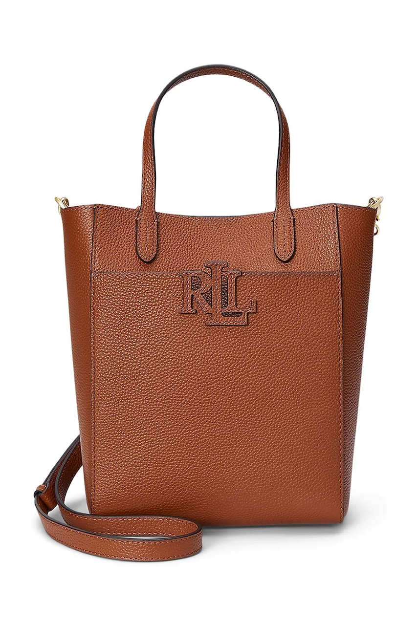 Kožená kabelka Lauren Ralph Lauren hnědá barva, 431966760