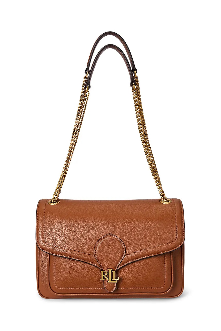 Kožená kabelka Lauren Ralph Lauren hnědá barva, 431974551