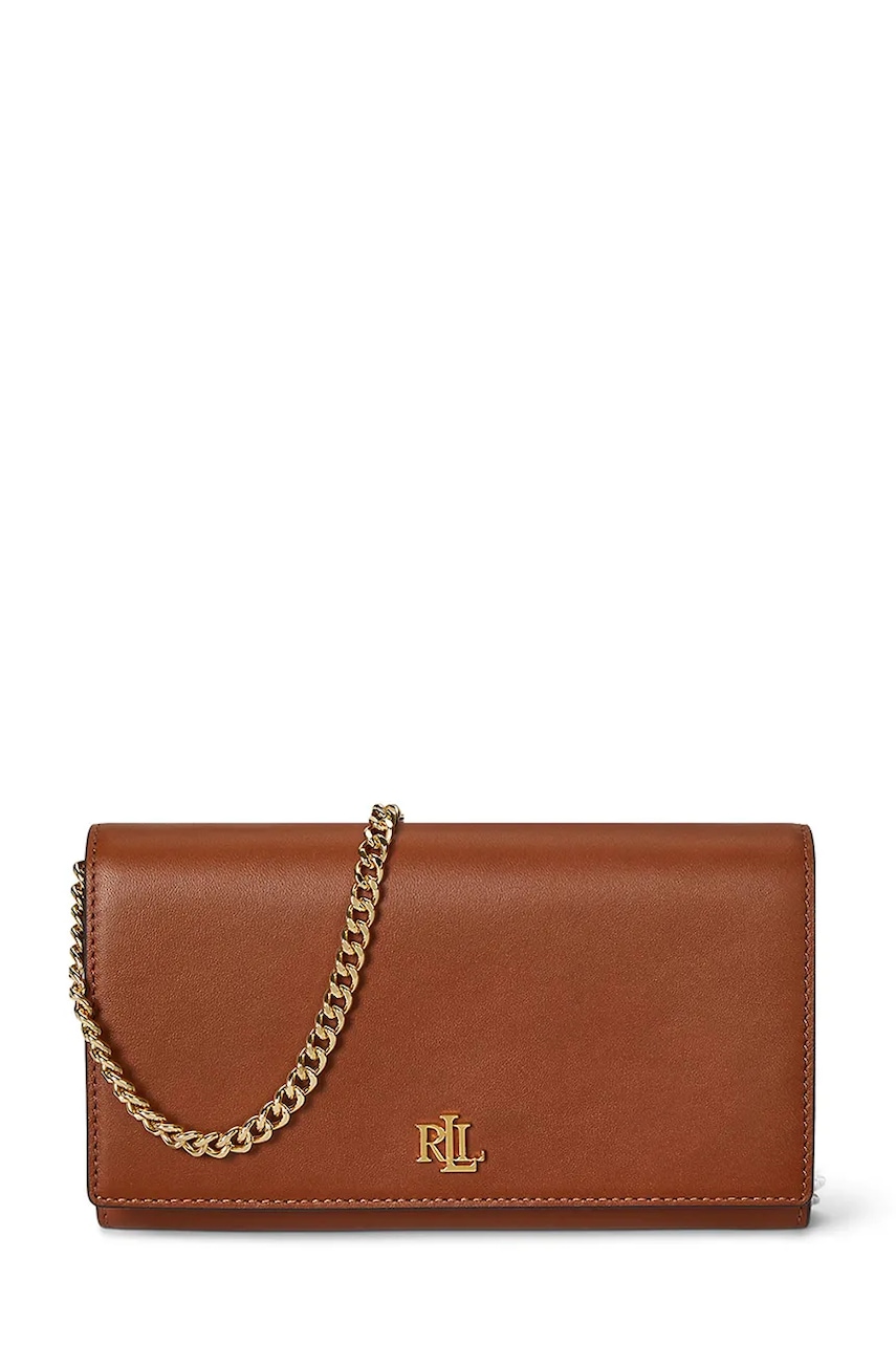 Kožená kabelka Lauren Ralph Lauren hnědá barva, 432980206