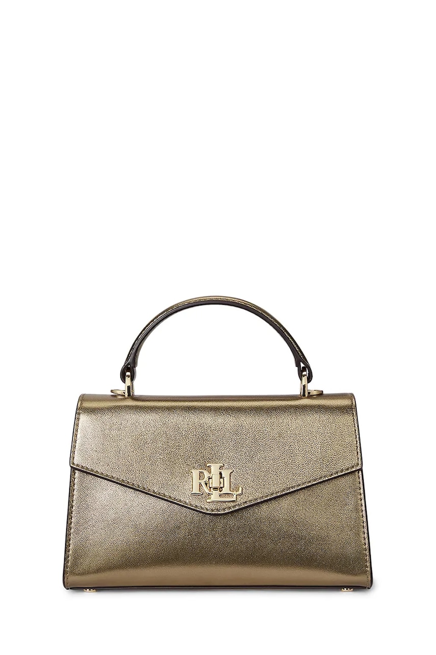 Kožená kabelka Lauren Ralph Lauren zlatá barva, 431P02413
