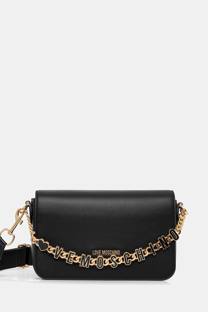 Kožená kabelka Love Moschino černá barva, JC4071PP1NL1300A