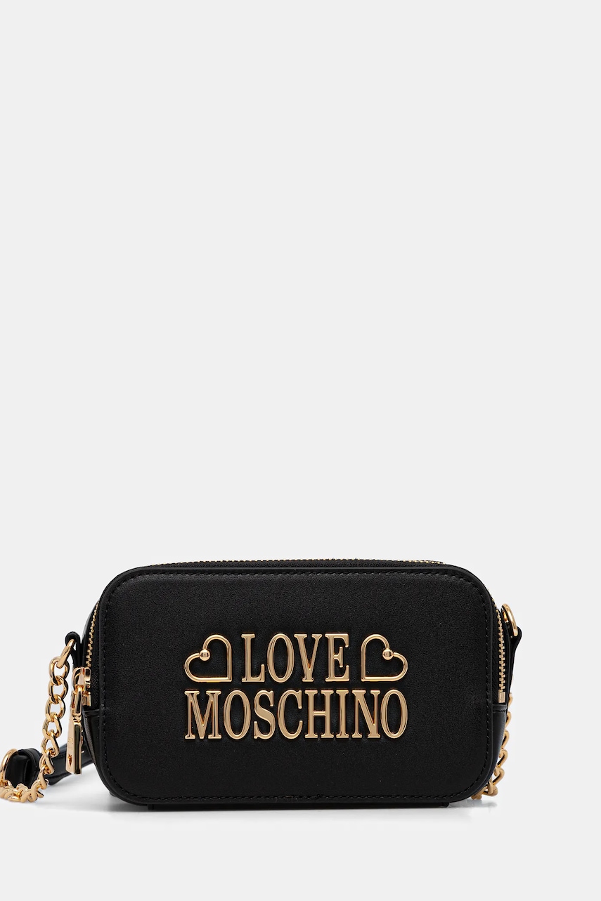 Kožená kabelka Love Moschino černá barva, JC4333PP0NK1300A