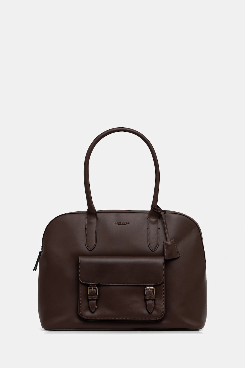 Kožená kabelka Marc O'Polo hnědá barva, 5000009165