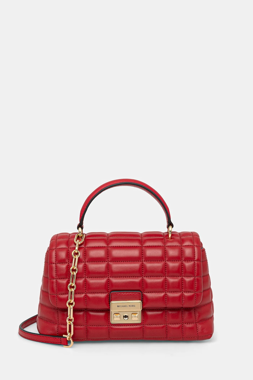 Kožená kabelka MICHAEL Michael Kors červená barva, 30F5G2RS2L