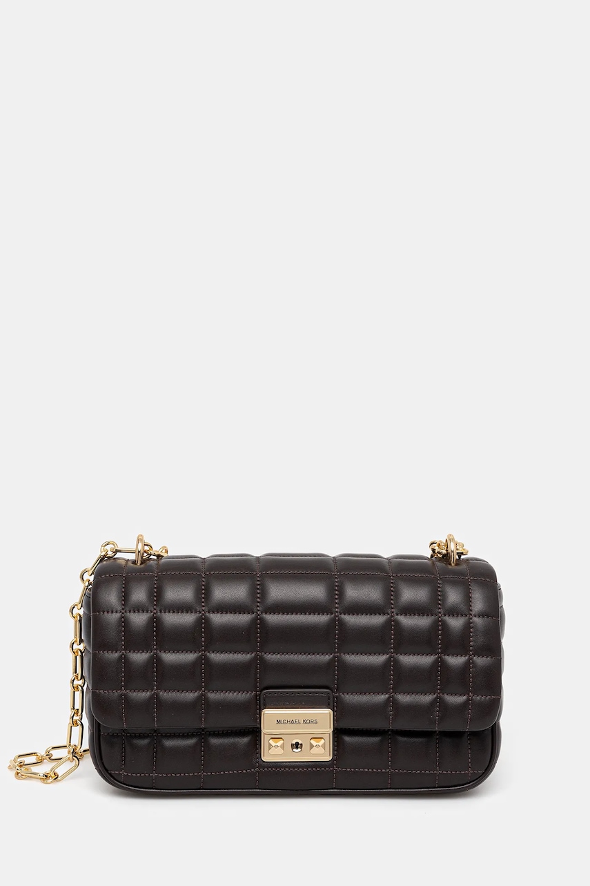 Kožená kabelka MICHAEL Michael Kors TRIBECA hnědá barva, 30R4G2RL7L