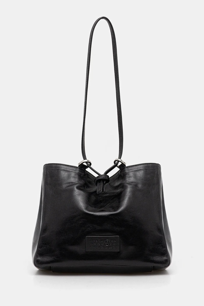 Kožená kabelka MM6 Maison Margiela černá barva, SB5ZH0021.P7187.T8013